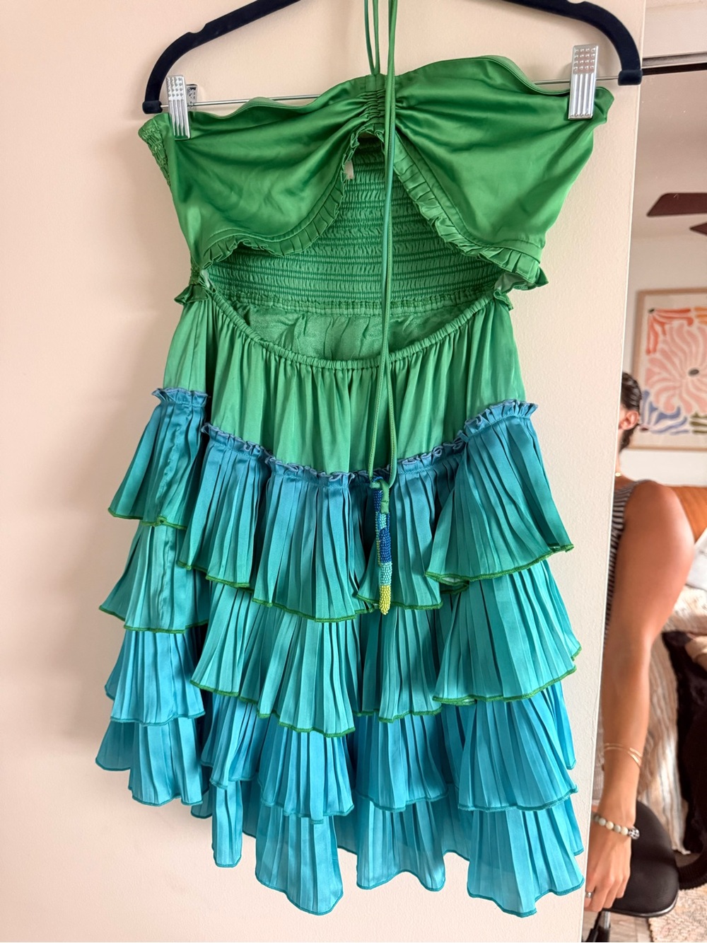 Rococo Sand Bright Green & Teal Layered Ruffle Dress